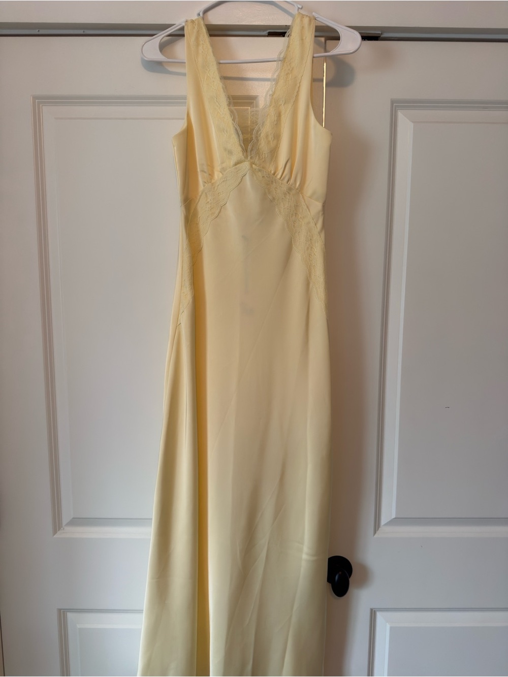 Elegant Cream Lace-Trim Maxi Dress